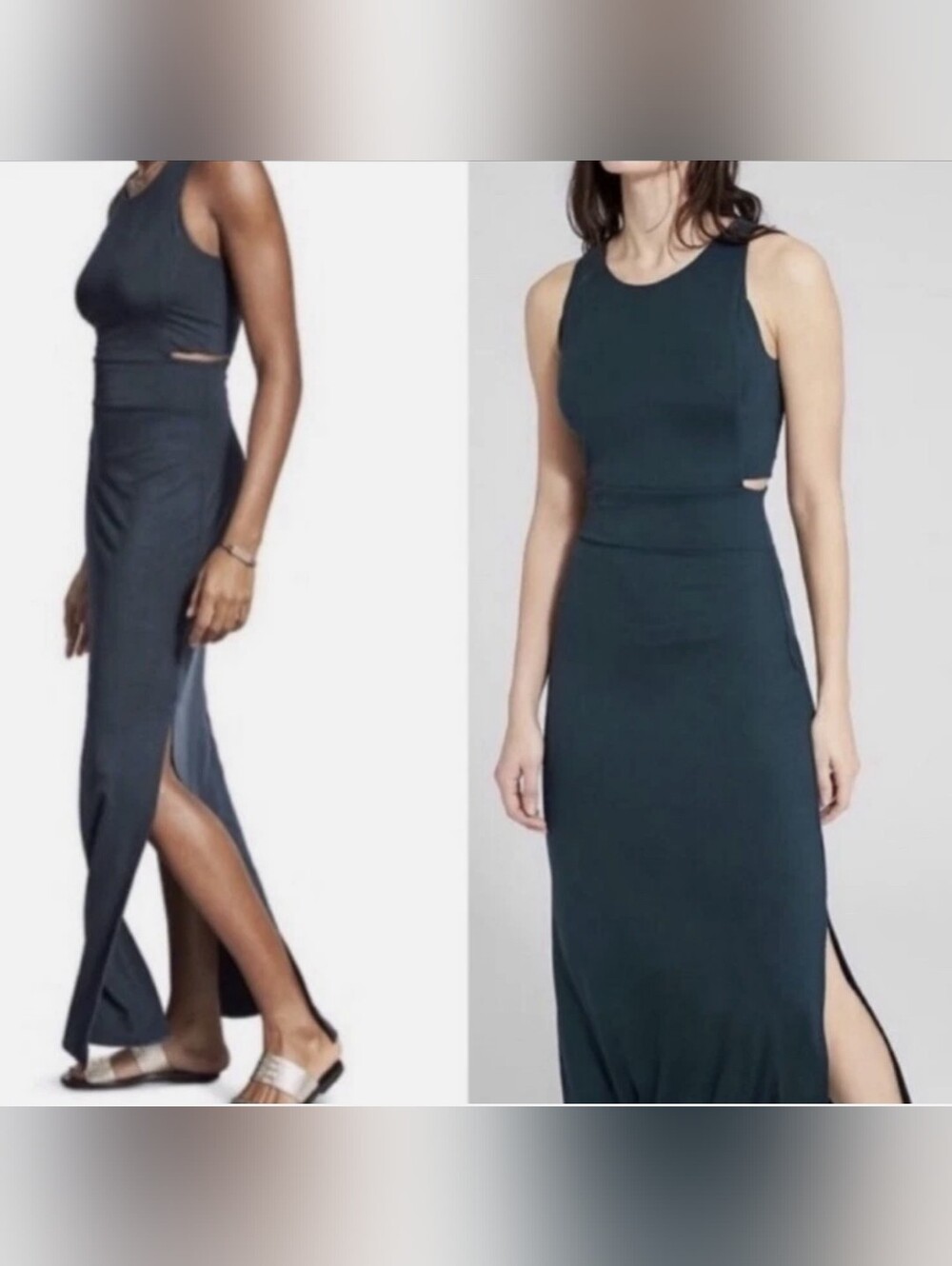 Athleta Sleeveless Cut Out Maxi Dress size S Navy Comfort